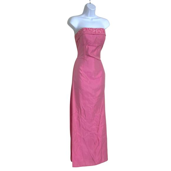 Y2K Jessica McClintock Gunne Sax Opalescent Pink Long Prom Dress Sz 5 Strapless